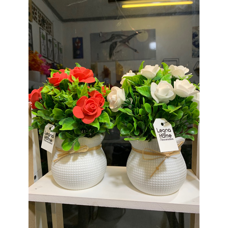 Jual Bunga Hias Tanaman Plastik Artificial Dekorasi Ornamen Bunga Mawar ...