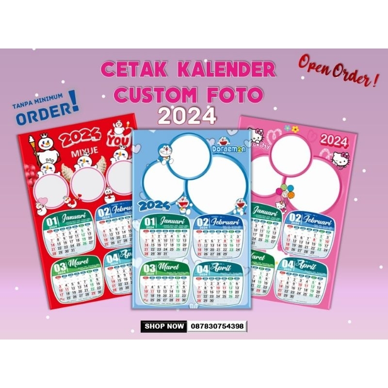 Jual CETAK KALENDER DINDING CUSTOM FOTO 2024,KALENDER 3 LEMBAR | Shopee ...