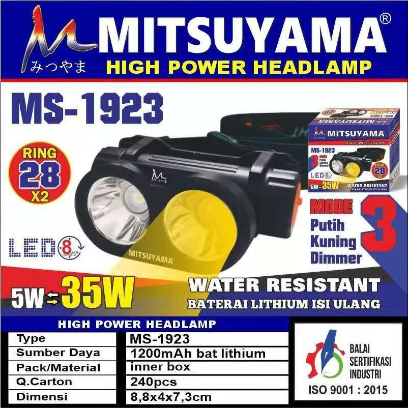 Jual MS-1923 / Senter Kepala Led MS-1923 3Mode Putih Kuning Dimmer ...