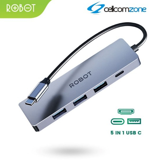 Jual ROBOT USB Hub HT255S Multiport 5 in1 USB C Adapter Garansi 1th for ...