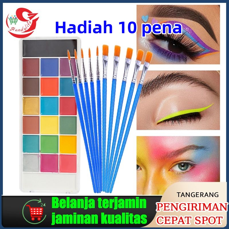 Jual 12 Warna Body Face Painting dan Kuas Cat Wajah Painting Wajah Body