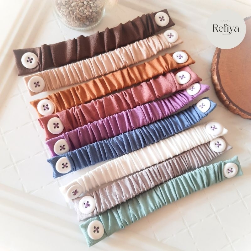 Jual (Min Order 5 Pcs) STRAP TALI MASKER HIJAB KAIN KANCING POLOS ...