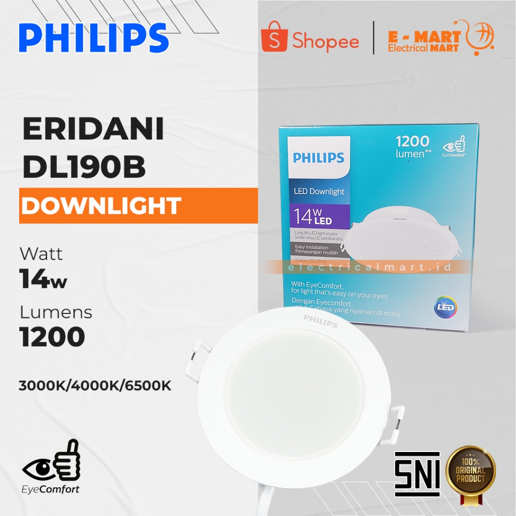 Jual PHILIPS DL190B Downlight LED ERIDANI 14 Watt / Downlight Tanam ...