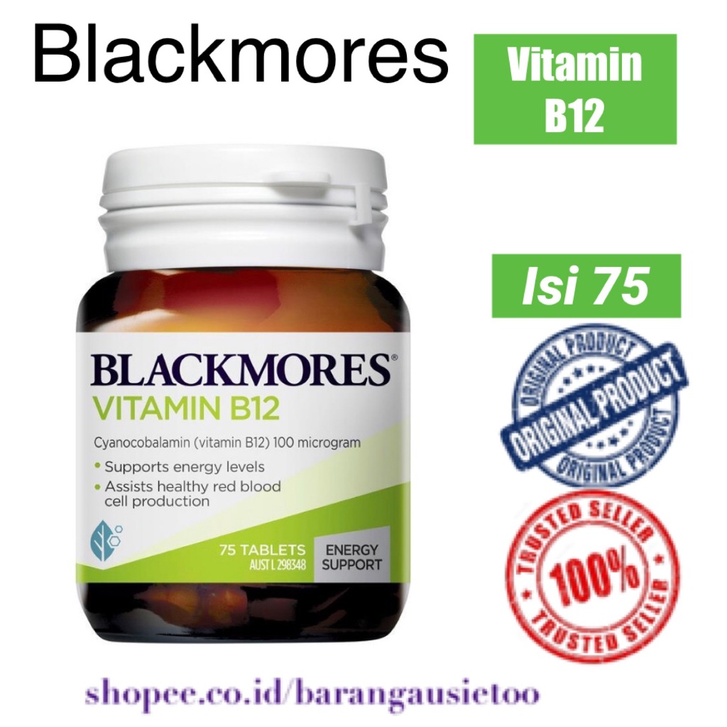 Jual Blackmores Vitamin B12 Energy Support Tablets 75 pack Shopee Indonesia