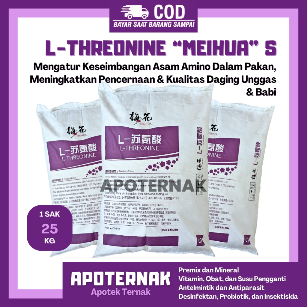 Jual L Threonine Sak Kg Meihua Asam Amino Esensial Untuk Hewan