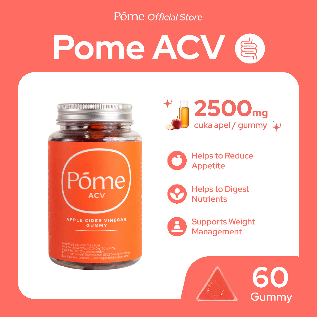 Jual Pome ACV Gummy Cuka Apel Apple Cider Vinegar Suplemen Diet Vegan ...