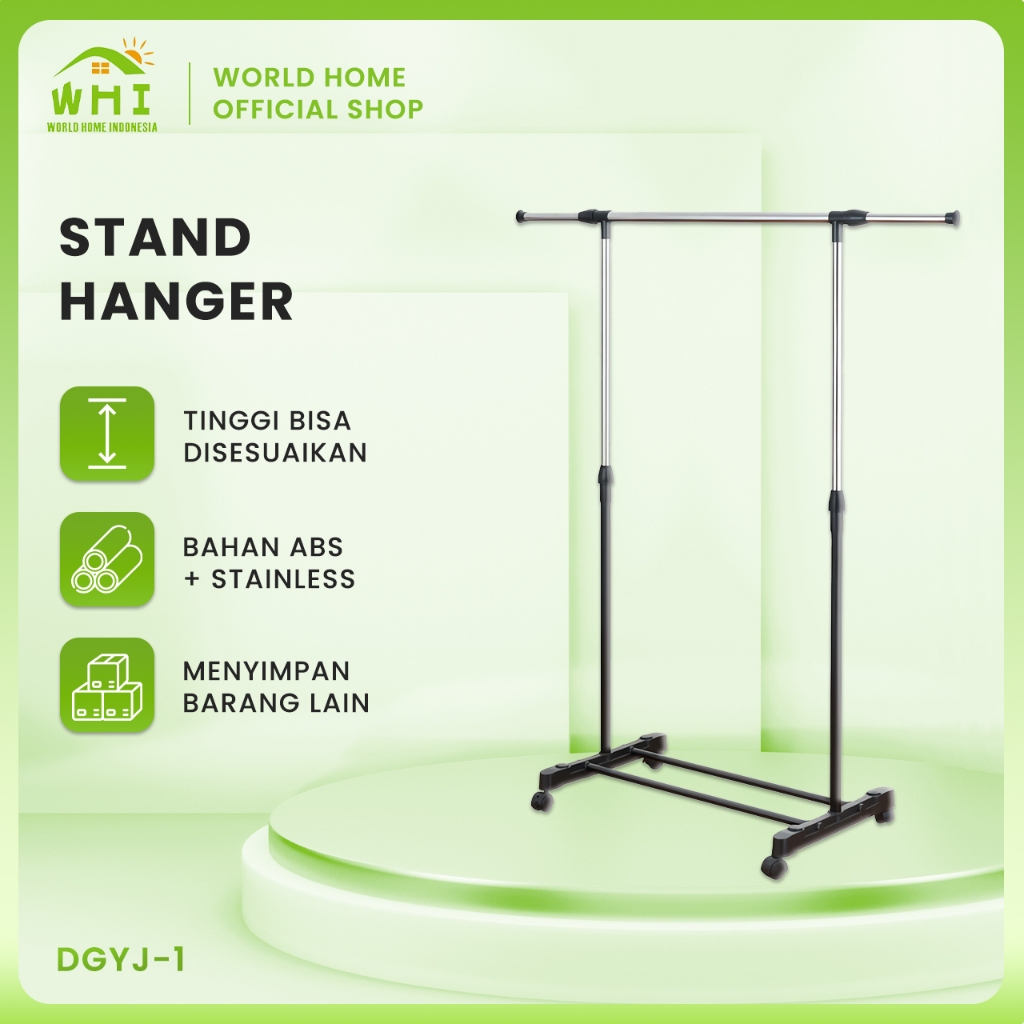 Jual World Home Stand Hanger Gantungan Baju Dengan Roda Stand Hanger Single Gantung