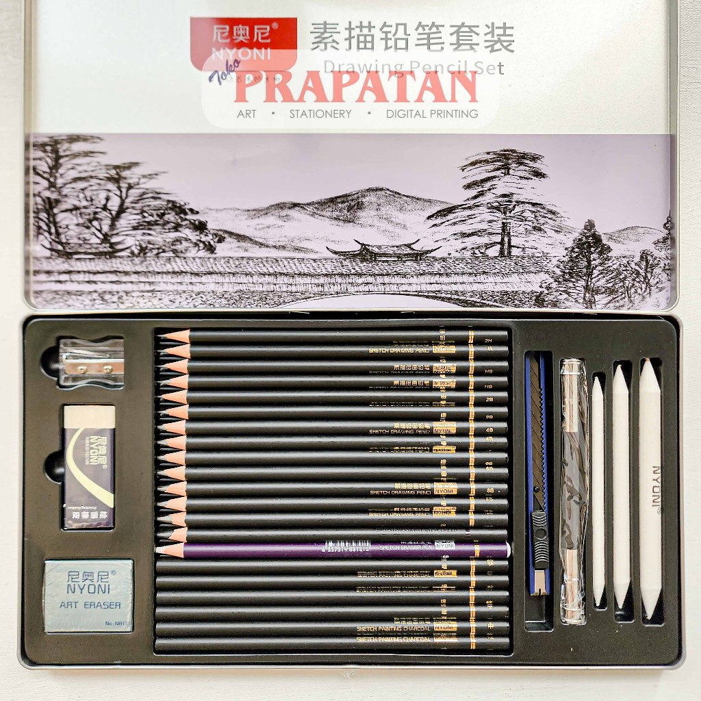 Jual Nyoni Drawing Pencil Set N8136 Tin Case Pensil Gambar Set
