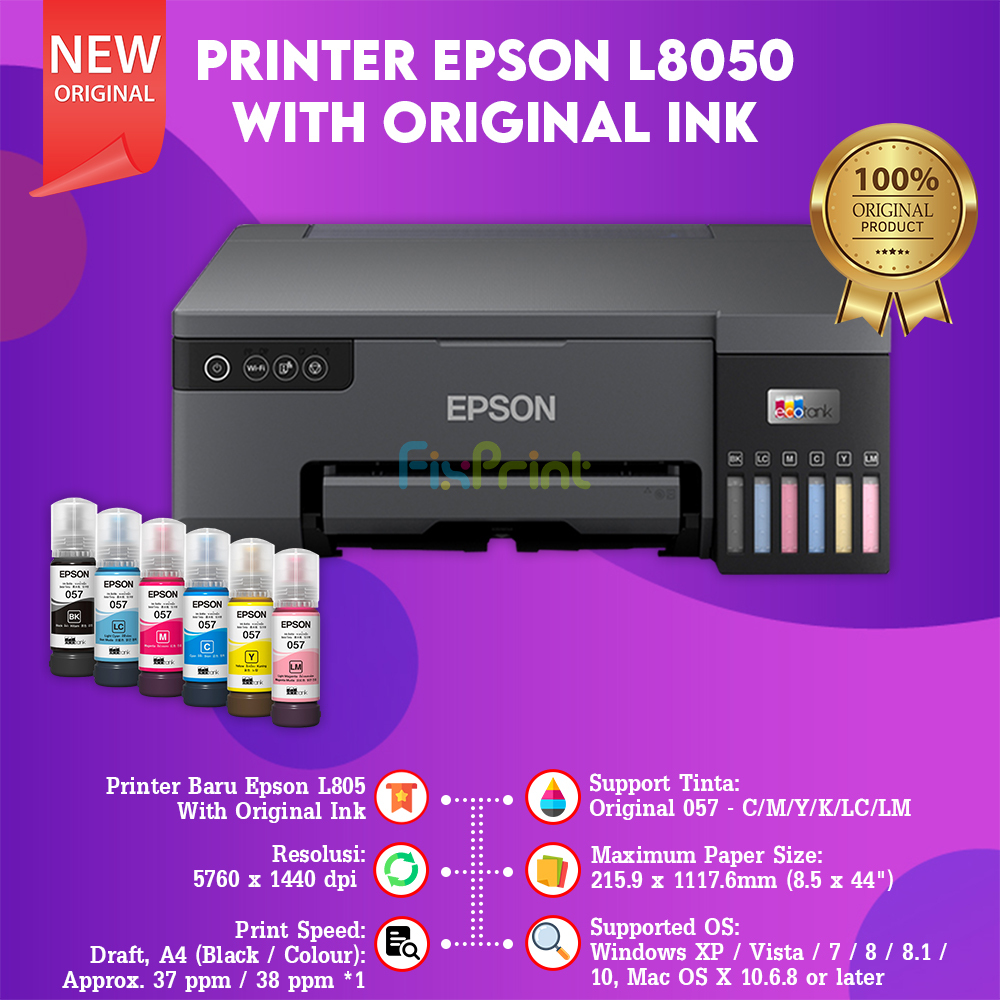 Jual Epson Printer Inkjet L8050 L 8050 Wifi Printer Photo 6 Warna Tinta 057 Shopee Indonesia 5170