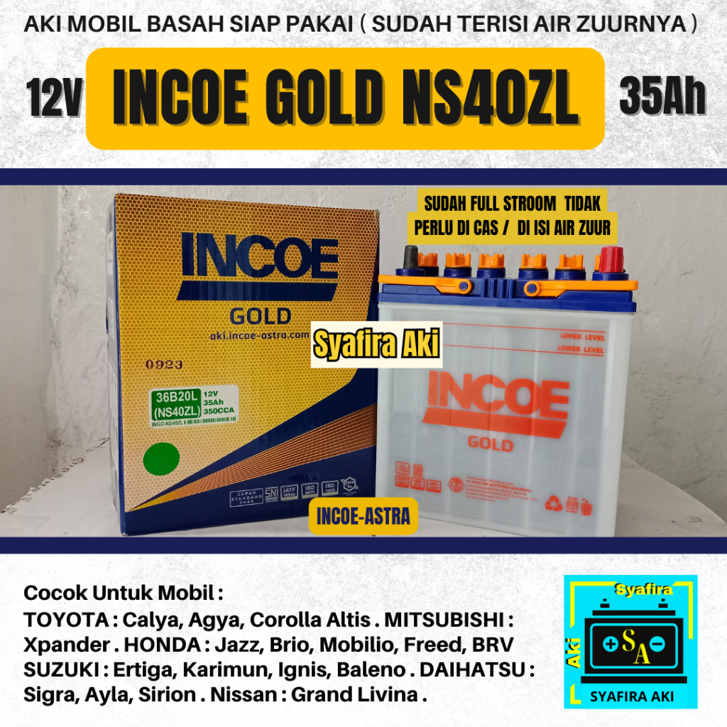 Jual Aki Mobil Honda New Jazz -Brio -Freed-Mobilio NS40ZL INCOE GOLD