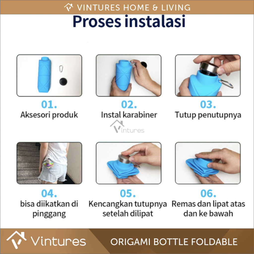 Jual Origami Bottle Botol Minum Lipat Silicone / Foldable Bottle ...