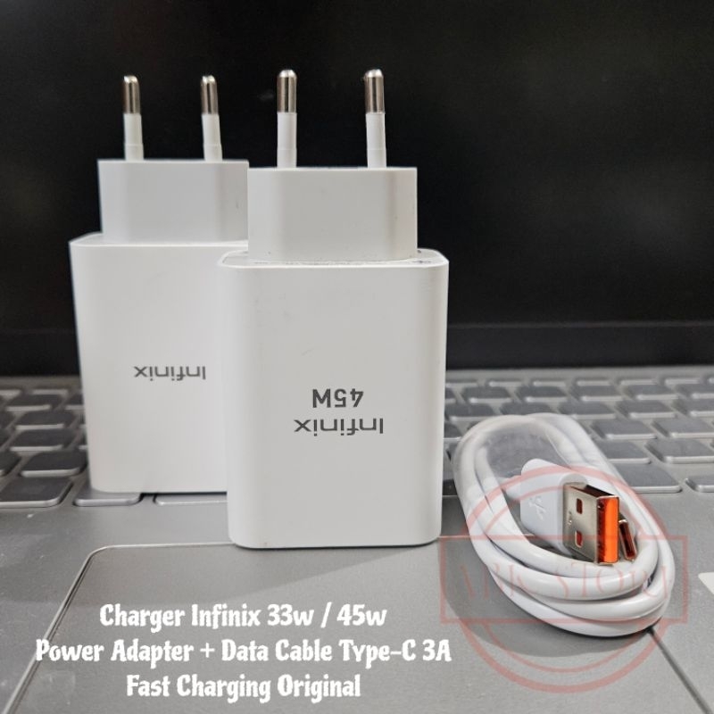 Jual Charger Infinix 33w/45w Power Adapter + Data Cable TypeC 3A Fast Charging Original