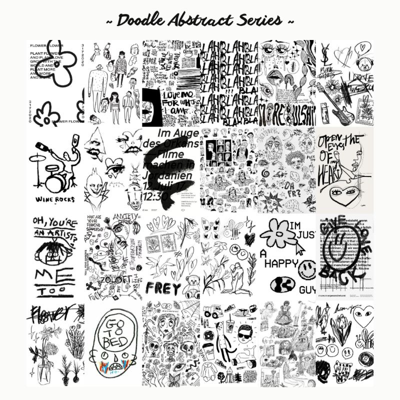 Jual Poster Dinding Aesthetic Isi 48 Poster Dinding Doodle Abstrak Poster Dinding ala Korea