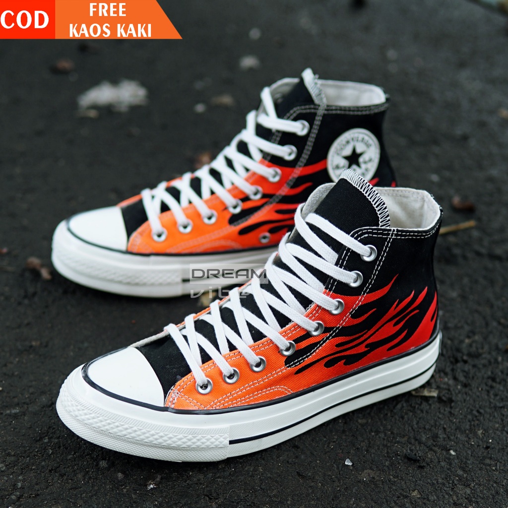 CONVERSE CHUCK TAYLOR 70'S FLAME HIGH SEPATU BEST SELLER SNEAKERS CASUAL  SEKOLA KAMPUS FREE KAOS KAKI BNIB