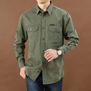 Komara Store Kemeja Polos Lengan Panjang Pria Bahan Baby Canvas Reguler Fit Casual Formal Katun