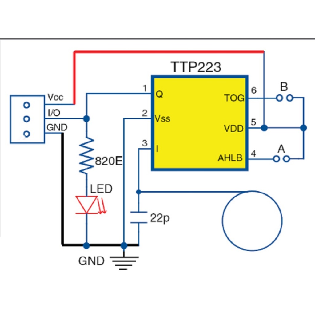 Jual ES switch TTP223 Touch button Module Capacitor type Single Channel ...