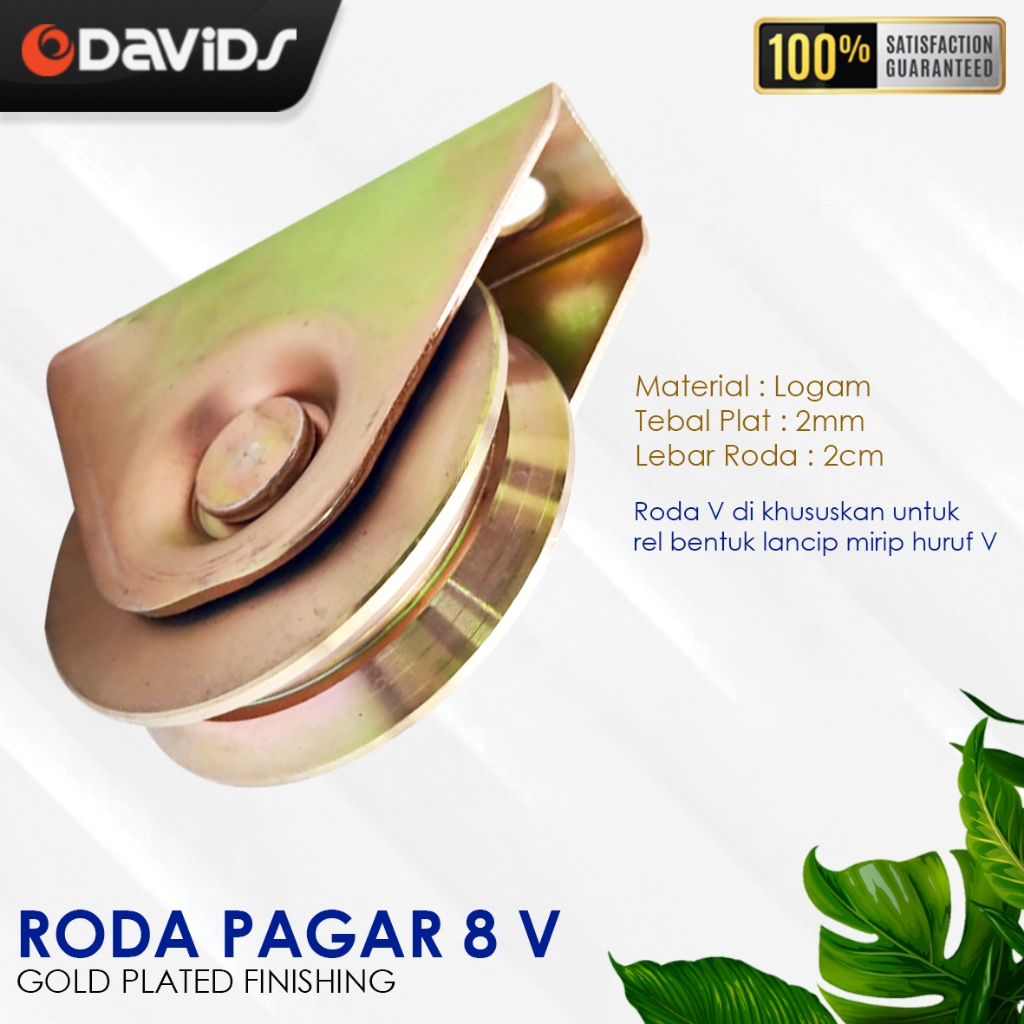 Jual Roda Pagar Besi Gerbang Dorong Gold Plated 8 Cm Model V Single ...