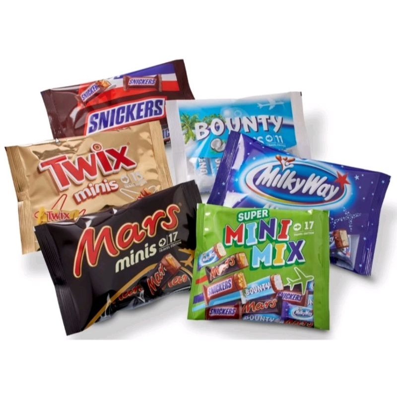 Jual Cokelat MARS SNICKERS TWIX MILKYWAY BOUNTY Minis European | Shopee ...