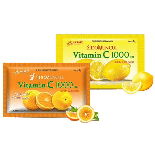 Jual SIDOMUNCUL VITAMIN C 1000mg BOX ISI 6 SACHET 4gr SWEET ORANGE