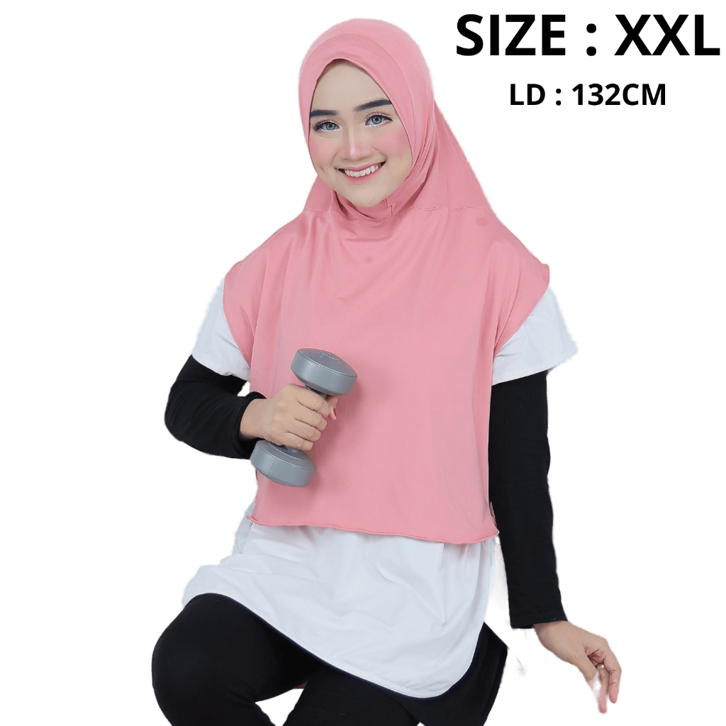 Jual Jilbab Rompi Hijab Senam Renang Gym Ukuran Jumbo Xxl Ld 132cm