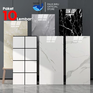 Paus Biru - Paket 10 Lembar!!! Vinyl Marble Wallpaper Dinding Granit 30x60cm(Ketebalan 3mm) A14