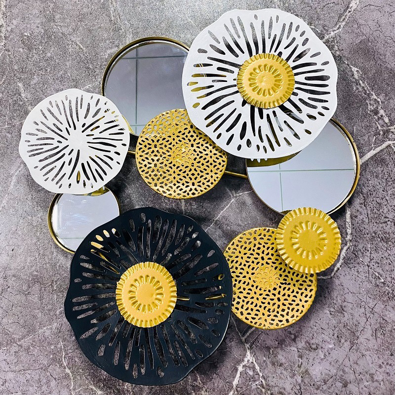 Jual Wall Decor Hiasan Dinding Iron Flower Besi Kaca Metal Gold Modern