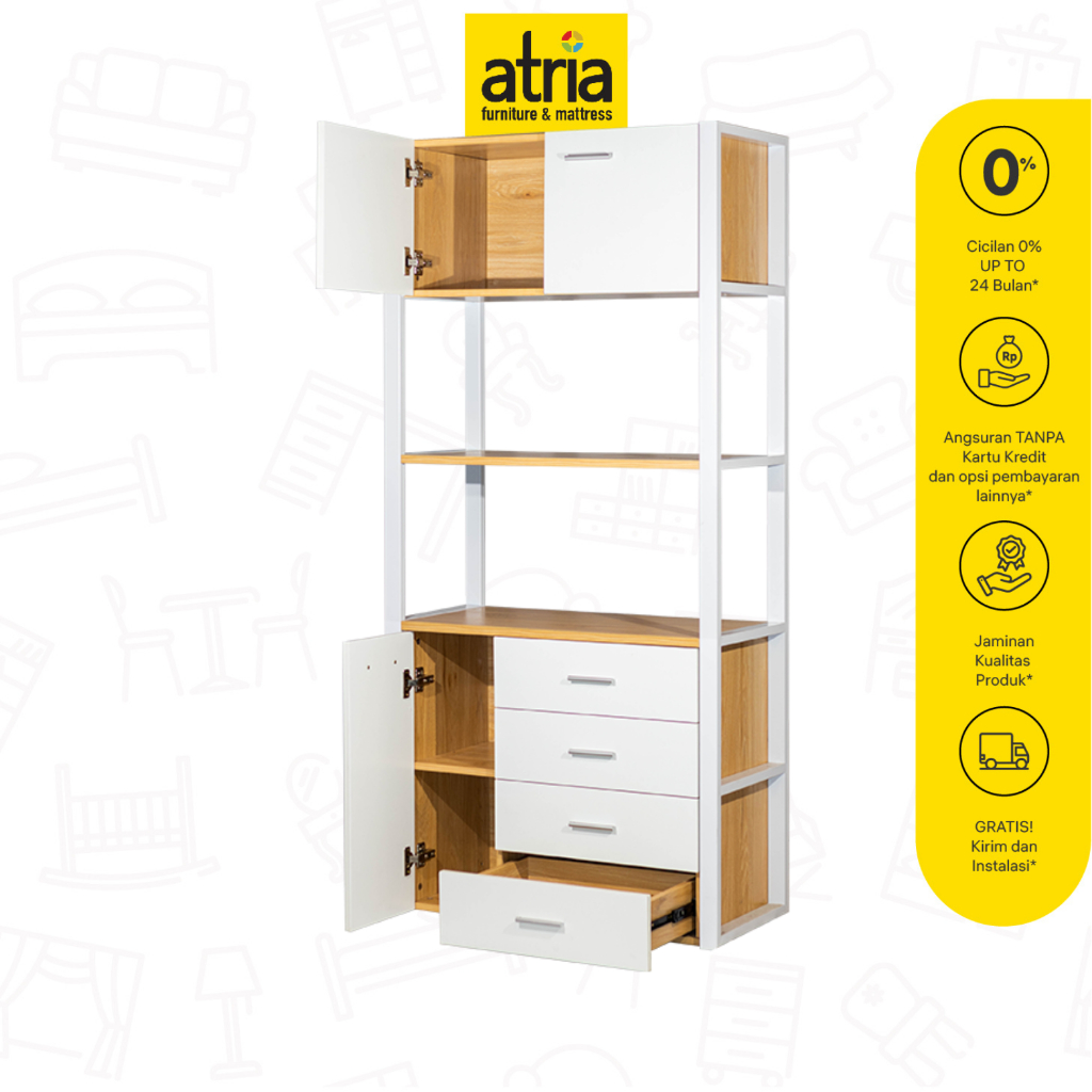 Jual Atria Rak Beryl Showcase SF-9803 80x30x170Cm Walnut/White | Shopee ...
