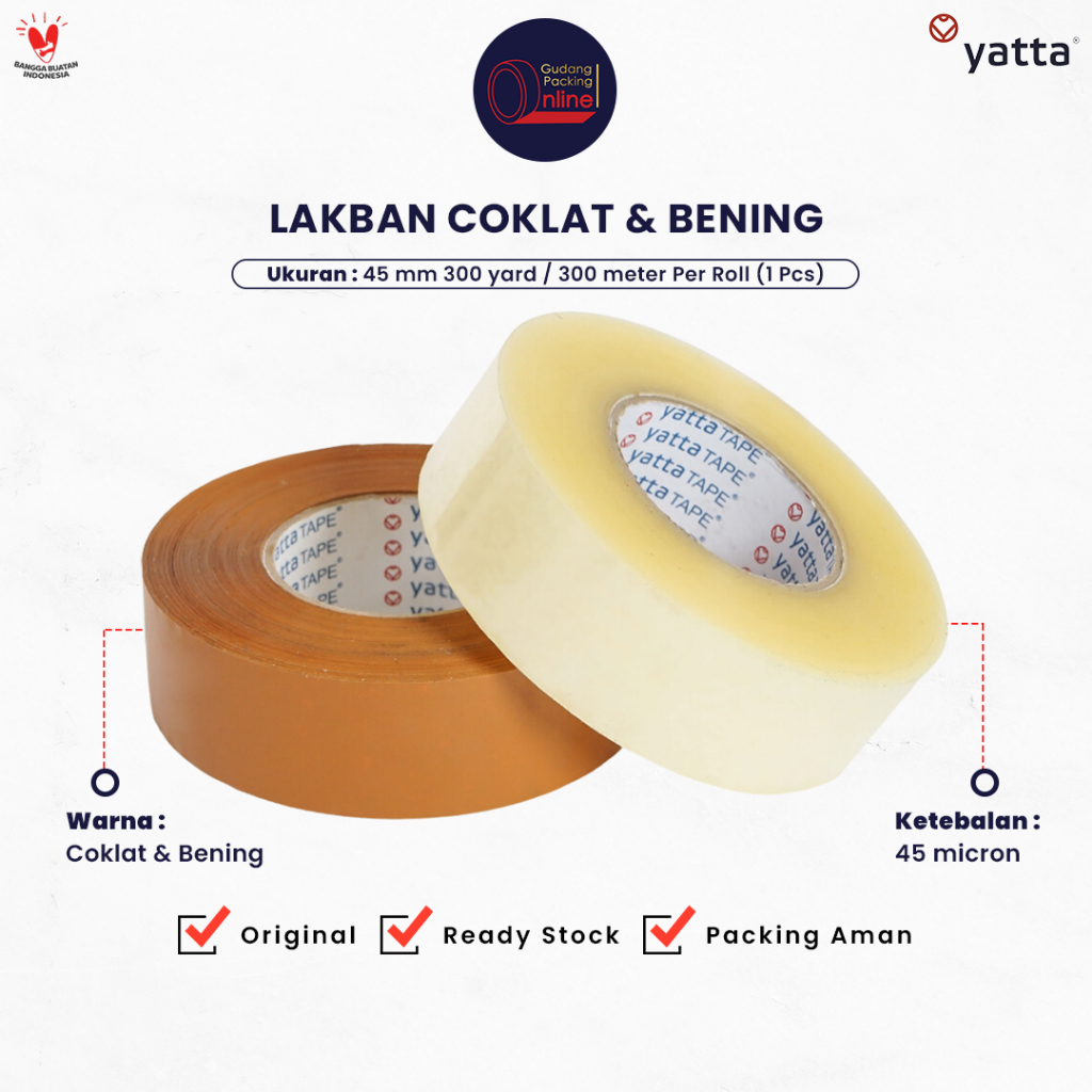 Jual Lakban Bening Coklat Tape 45mm x 300Yard (300 Meter) Per Roll ...