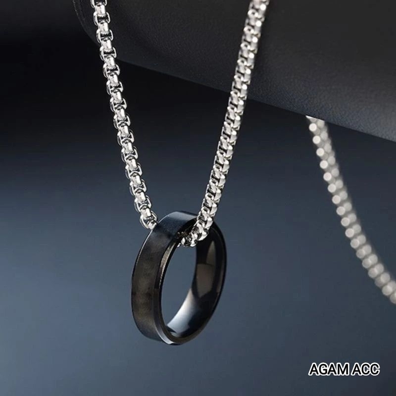 Jual Kalung Rollo titanium plus liontin Anti karat Pria dan wanita ...