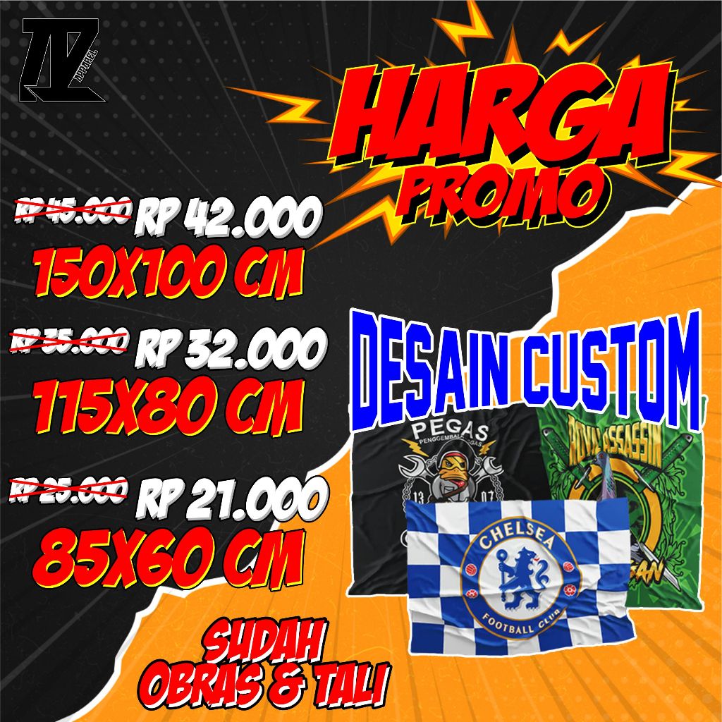 Jual Promo Cetak Bendera Full Printing Bahan Tetron Bendera