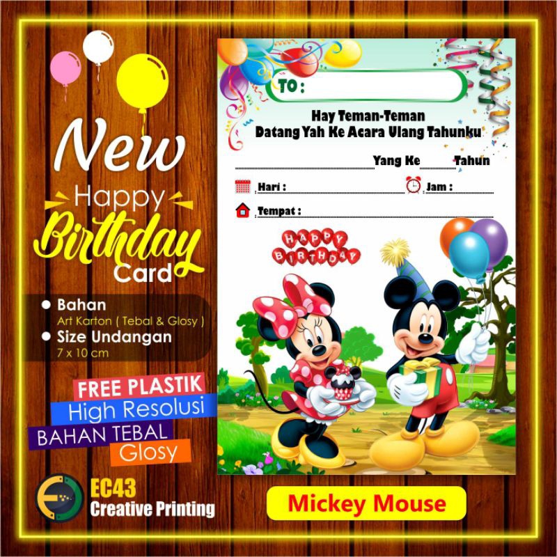 Jual Undangan Ulang Tahun Anak Tema Mickey Mouse | Shopee Indonesia