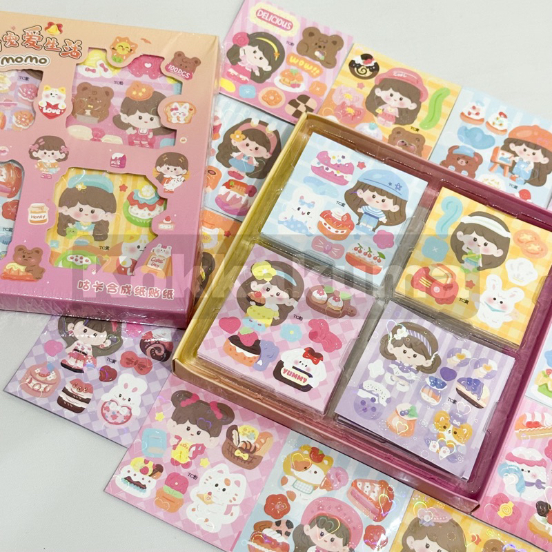 Jual ( KKM ) Sticker Momo Bear Fashion Hologram Glitter Box isi 100 Pcs ...