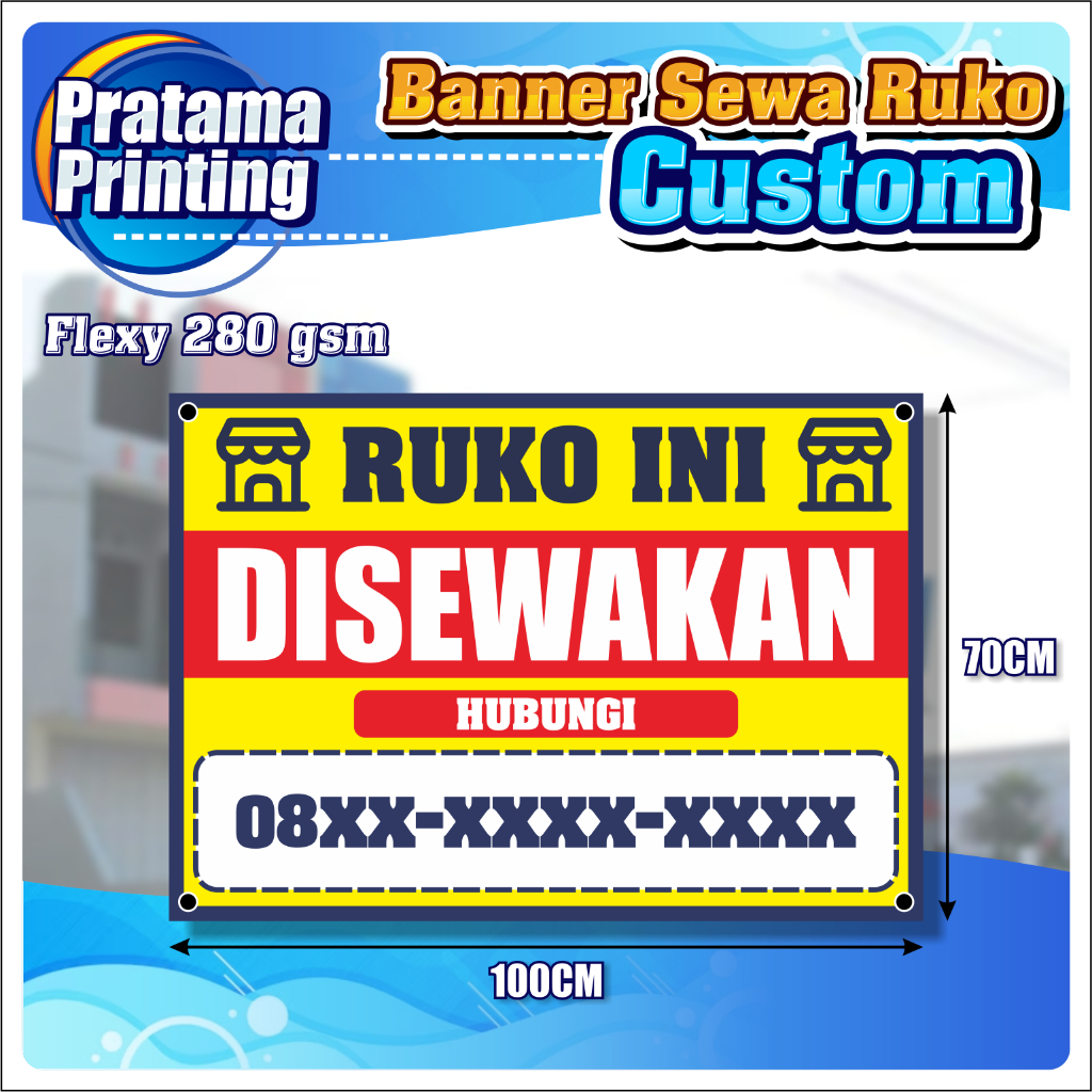 Jual Banner Spanduk Sewa Ruko Custom Ukuran 100cm X 70cm Shopee