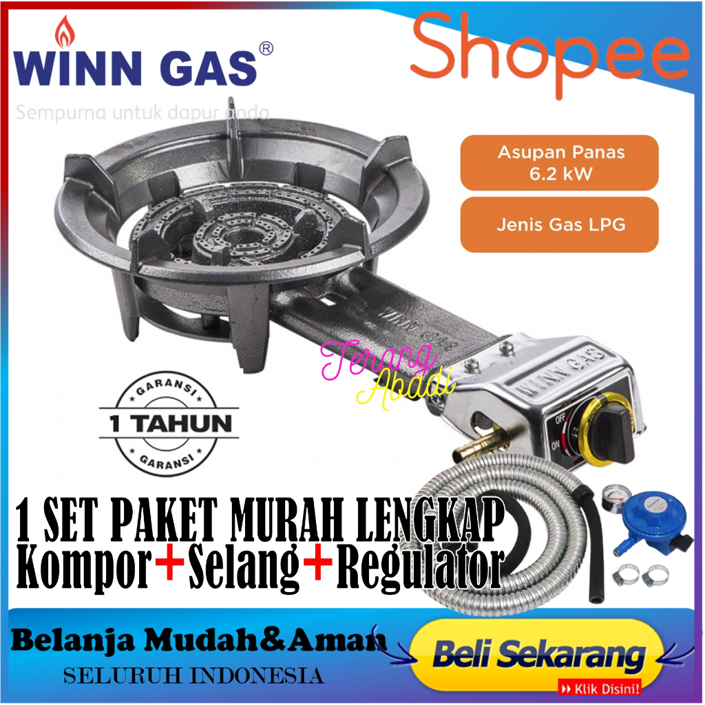 Jual Kompor Gas Komersil Winn 21a Selang Gas Regulator Meter Kompor