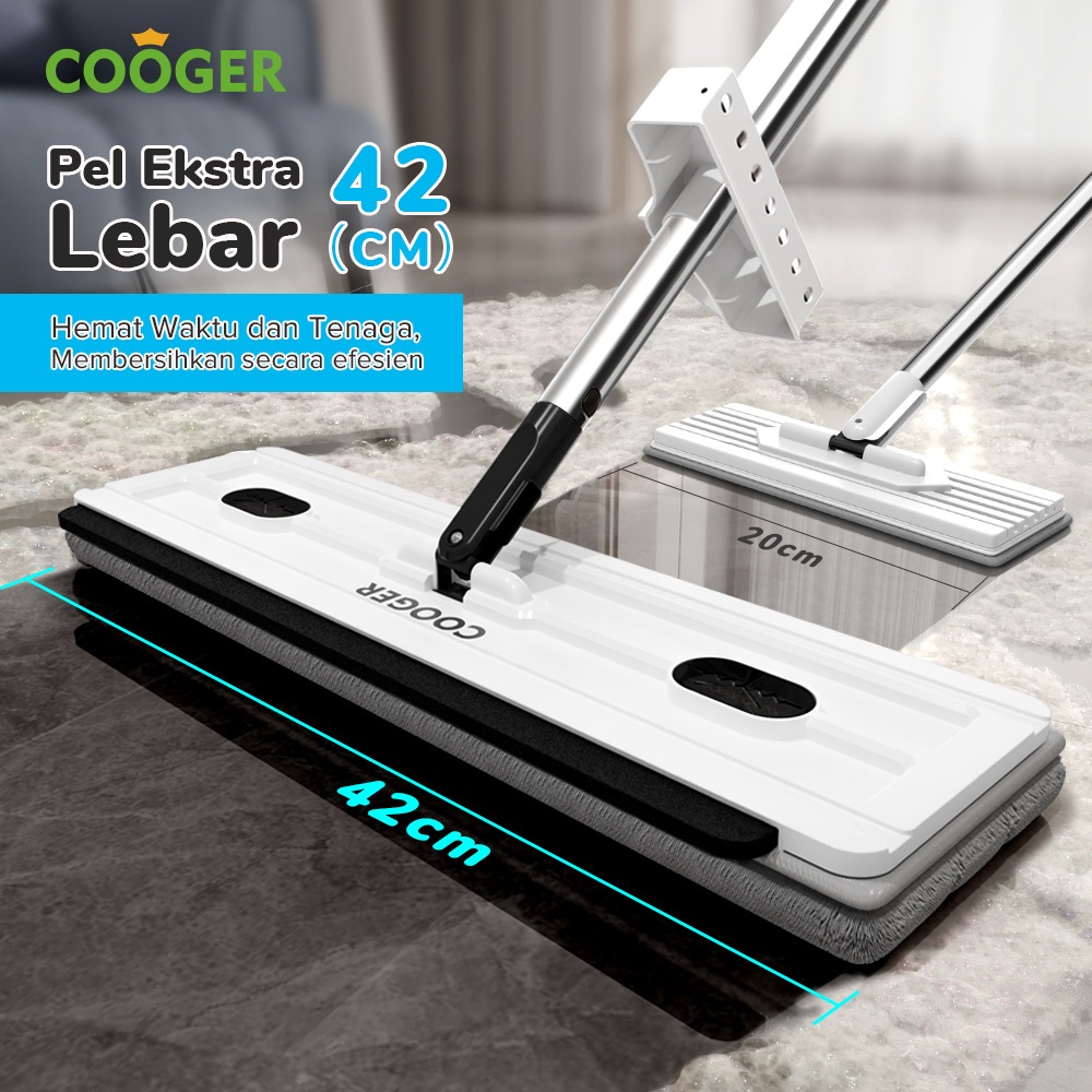 Cooger Pel Lantai Wiper Jumbo 3in1 Mop Lantai Lebar Auto Rebound Alat Pel Prakti