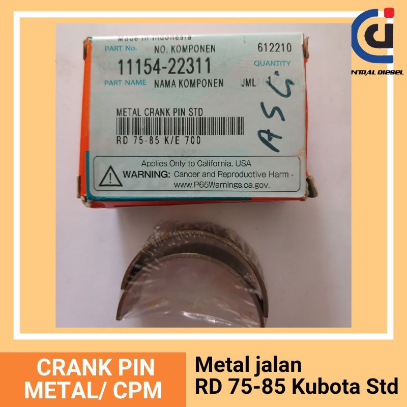 Jual Metal Jalan Cpm Crank Pin Metal Rd Rd Std Kubota Shopee Indonesia