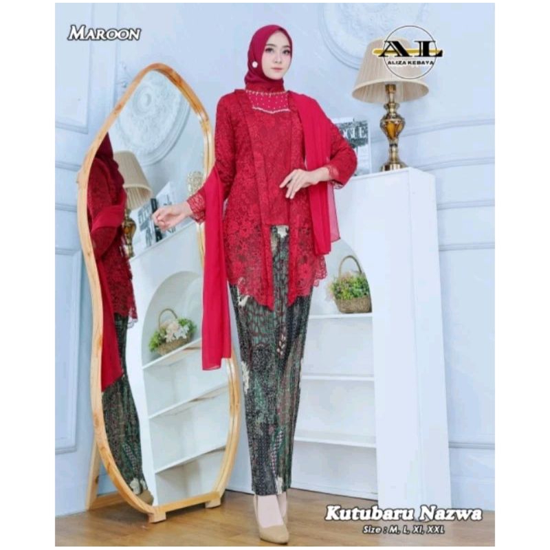 Jual Set Kutu Baru Selendang / Kebaya Wisuda Brukat Kutu Baru / Kebaya ...