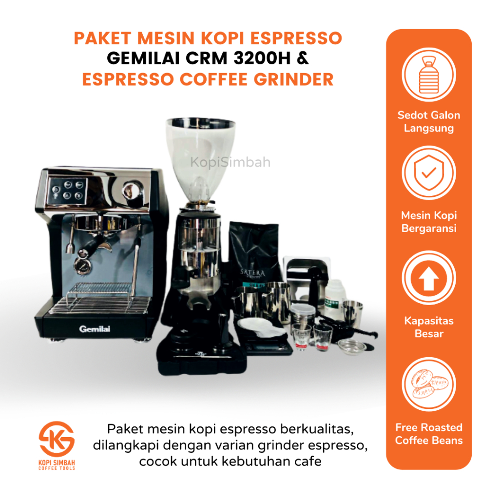 Jual Paket Mesin Kopi Espresso Gemilai CRM 3200H & Coffee Grinder ...