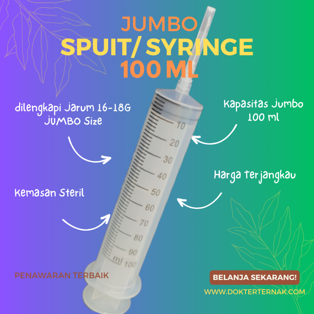 Jual Disposible Syringe jumbo 100 cc include termasuk jarum 16 18 G
