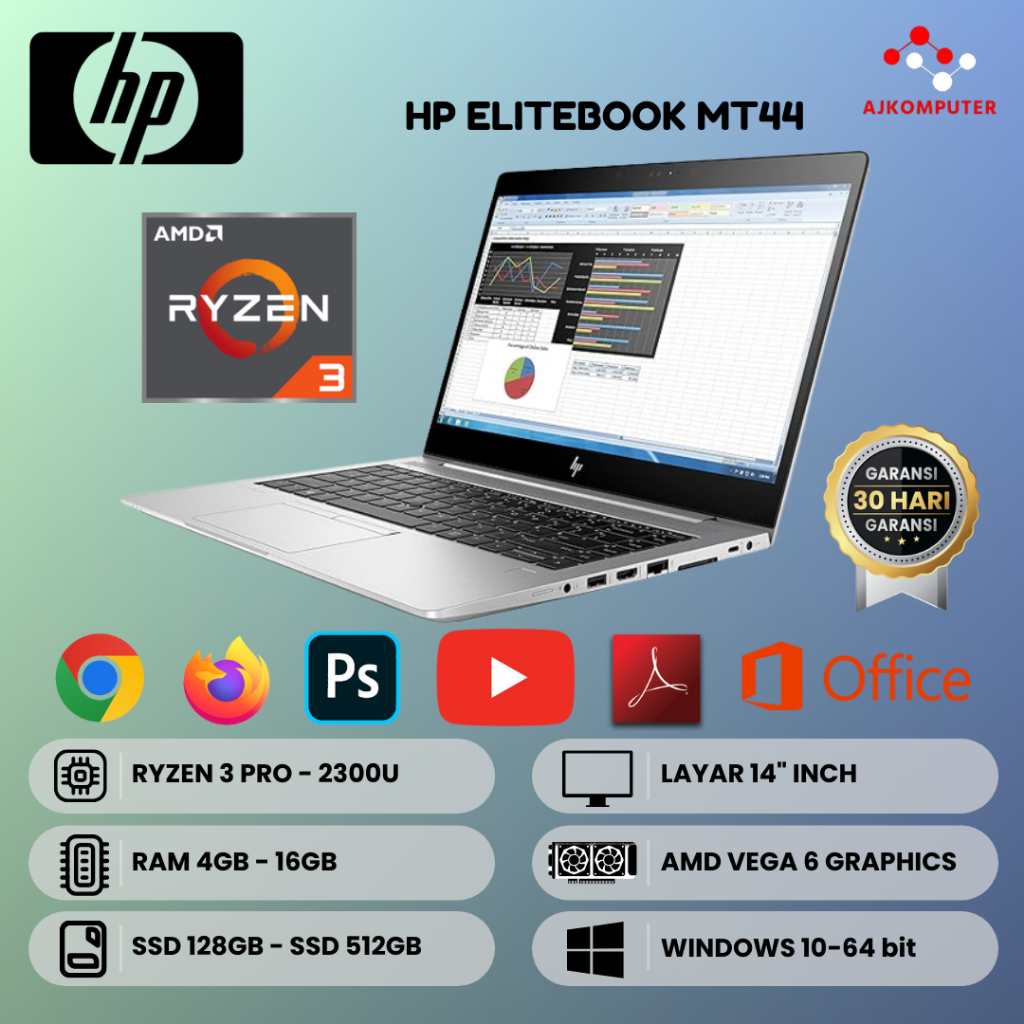 Jual LAPTOP HP ELITEBOOK MT44 AMD RYZEN 3 PRO 2300U 14 INCH FHD MURAH ...