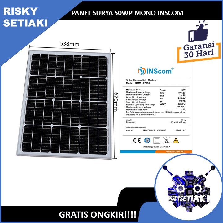 Jual SOLAR PANEL 50 WATT SOLAR CELL 50 W PANEL SURYA 50WP MONO INSCOM ...