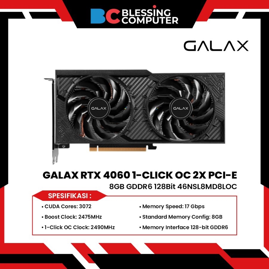 Placa de Vídeo Galax Nvidia Geforce RTX 4060 8GB 1-Click Oc 2x, GDDR6,  DLSS, Ray Tracing - 46NSL8MD8LOC - shopinfo