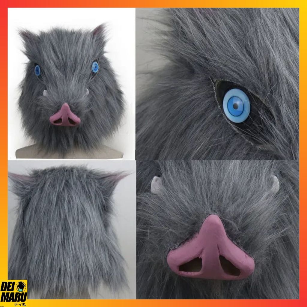 Jual Topeng Cosplay Halloween Latex Babi Inosuke Hashibira Demon Slayer ...