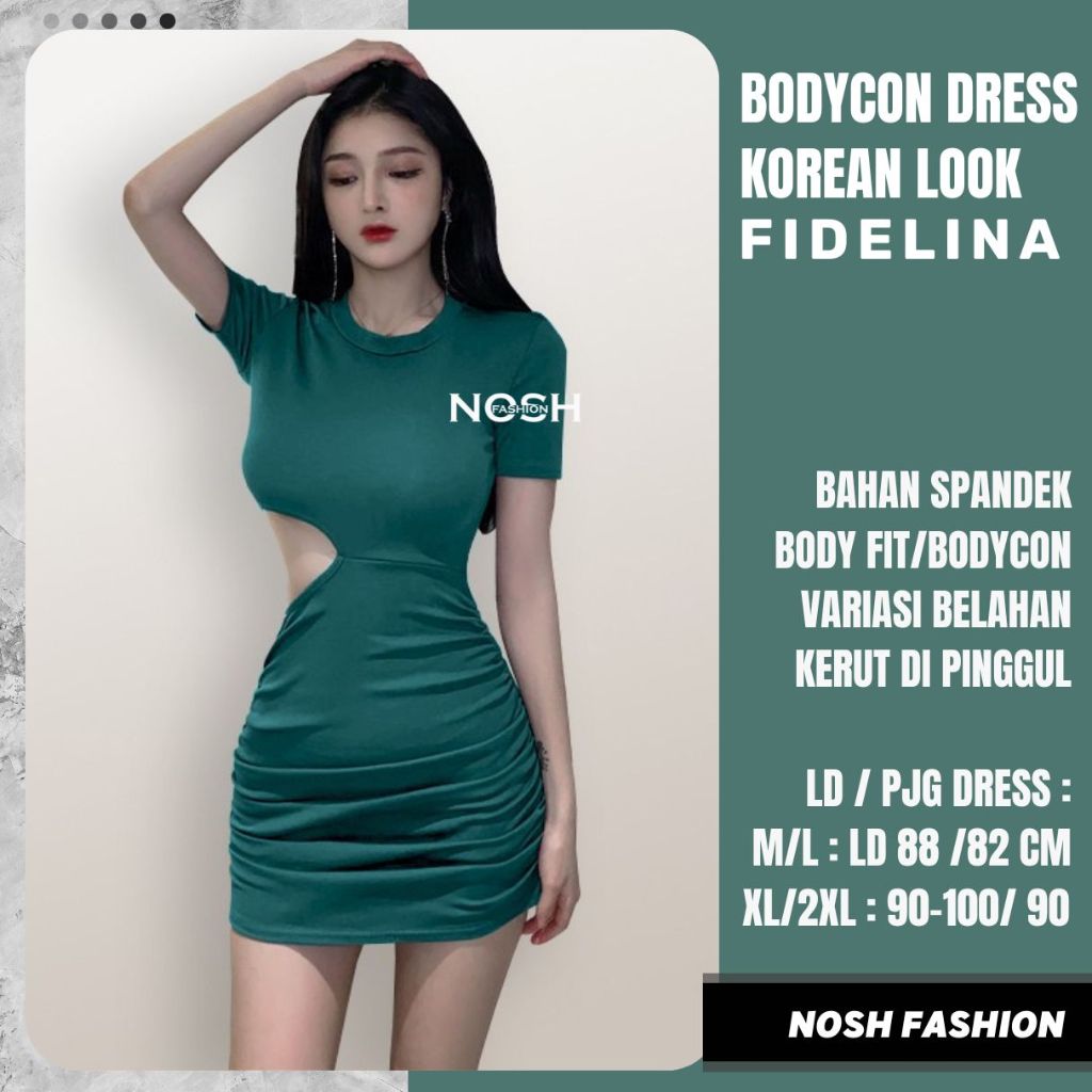 Jual Dress Mini Body Fit Korean Style Fidelina Sexy Dress