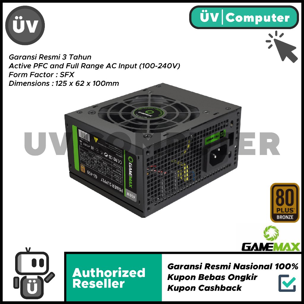 Jual Power Supply PSU Gamemax GS 450 450W 80 Plus Bronze Resmi