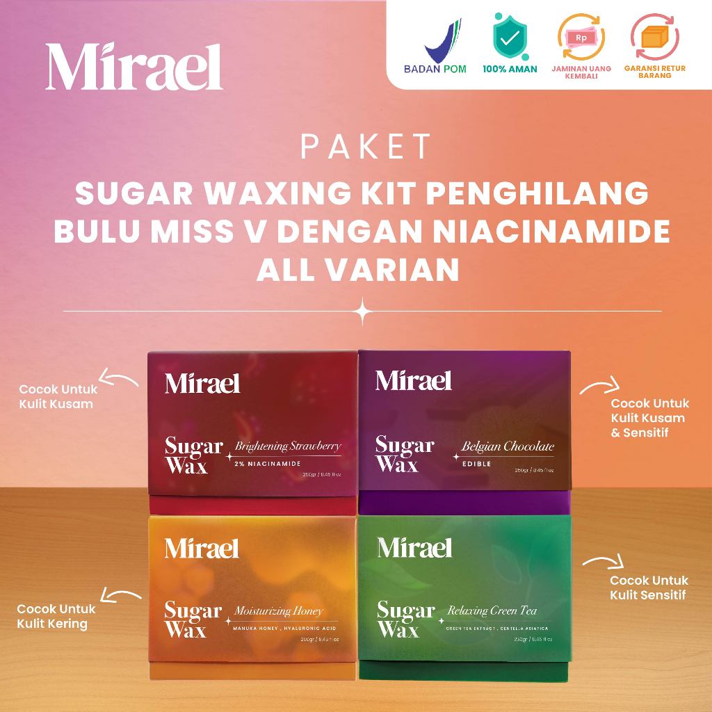Jual MIRAEL Sugar Waxing Kit Penghilang Bulu Miss V Dengan Niacinamide All Varian Shopee Indonesia