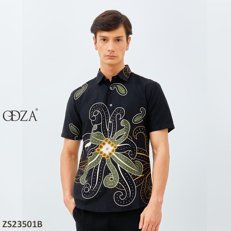 Jual Odza Baju Batik Pria Lengan Pendek Slim Fit Modern Hem Batik Solo ...