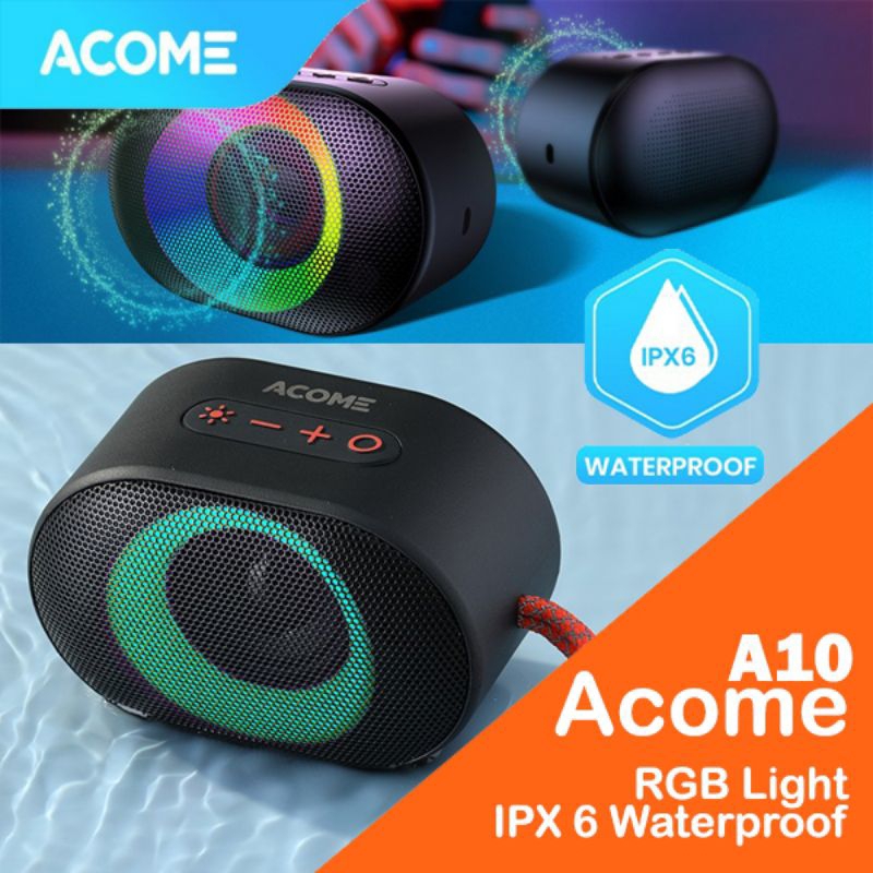 Jual ACOME A10 Speaker Bluetooth 10W IPX6 Waterproof RGB Light Rhyme ...