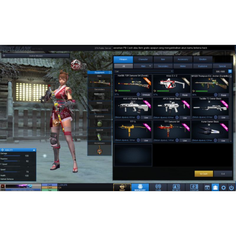 Jual CHAR POINTBLANK KRISS S.V PERMANENT + KAR TSR PERMANENT + GOLDEN ...