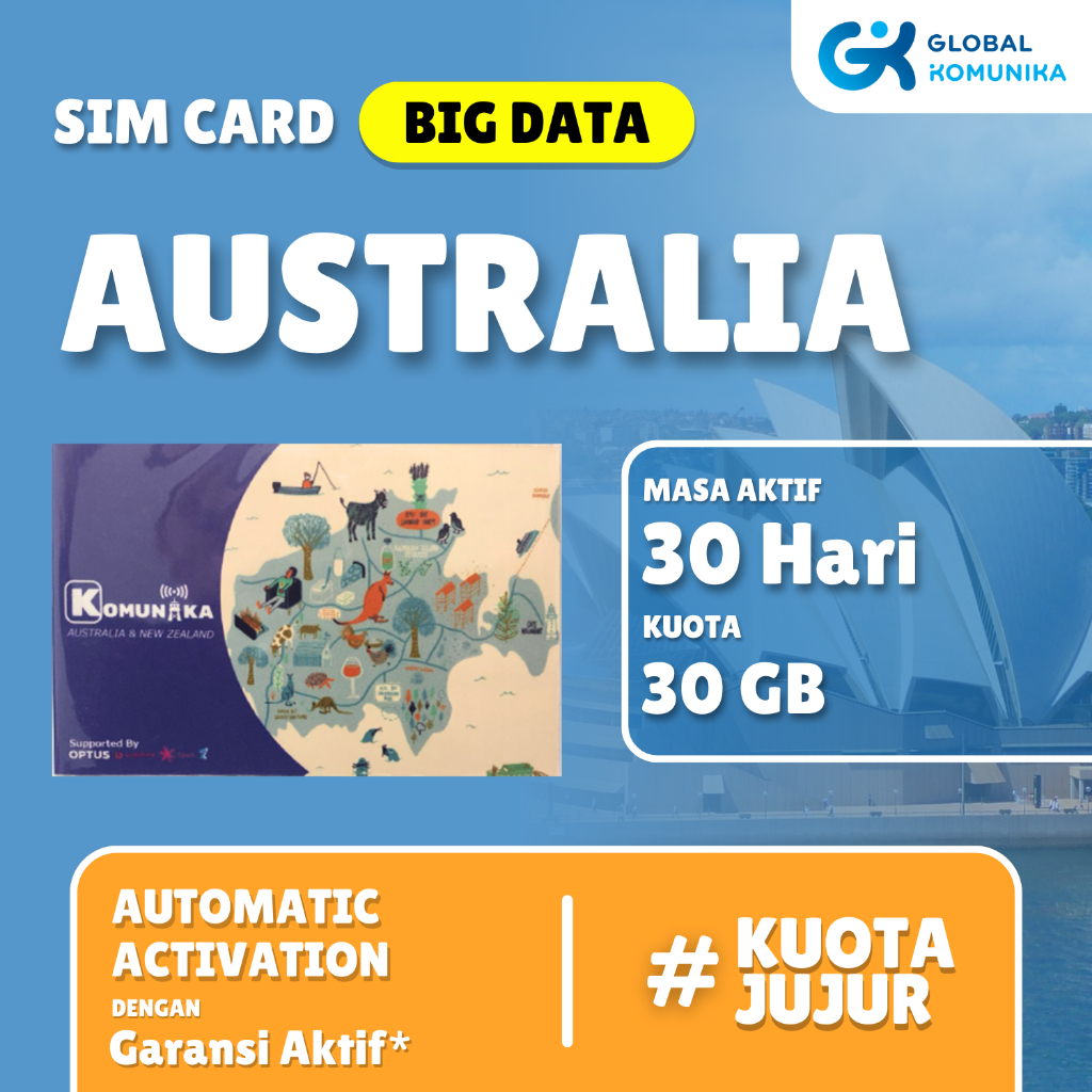 Jual SIM CARD AUSTRALIA AUSTRALIA NEW ZEALAND SIMCARD GLOBAL KOMUNIKA